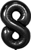 Palloncino in foil numero 8, circa 100 cm, nero Anteprima dell’immagine prodotto 1