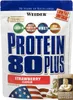 A pouch of Weider Protein 80 Plus strawberry flavor. Produktbild-Vorschau