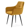 A single mustard yellow armchair with black legs against a white background. Podgląd zdjęcia produktu