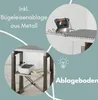 Collage of images showing an ironing board with an iron and a steam generator. Produktbild-Vorschau
