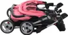 vidaXL Zwillingskinderwagen Rosa und Schwarz Stahl Produktbild-Vorschau 4