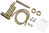 A collection of gold-colored bathroom faucet components laid out on a white background. Podgląd zdjęcia produktu