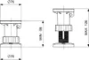 Technical drawing of adjustable feet for shower trays, showing dimensions. Produktbild-Vorschau