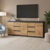 Komoda Zestaw 200 cm Antracyt Dąb Wotan 6 Szuflad 3 Drzwi Podgląd zdjęcia produktu 2