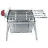 A stainless steel rotisserie grill with a red motor on the side, set against a white background. Produktbild-Vorschau