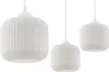Three white pendant lamps with ribbed cylindrical shades are displayed against a white background. Náhled obrázku produktu