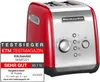 A red and silver KitchenAid toaster with a "TESTSIEGER ETM TESTMAGAZIN" badge on the left. Produktbild-Vorschau