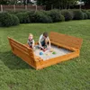 Sandkasten aus Holz mit Sitzbank Abdeckung Imprägniert Produktbild-Vorschau 3