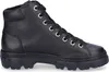 A black leather high-top boot with a thick sole, shown from the side. Voir les images du produit