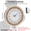 A decorative wall clock with diamond inlays and Roman numerals, shown with dimensions and weight information. Podgląd zdjęcia produktu