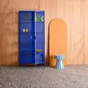 Credenza in acciaio e vetro temperato 2 porte, 180cm, Blu Anteprima dell’immagine prodotto 3