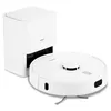 A white robot vacuum cleaner and its charging/emptying station are displayed against a white background. Produktbild-Vorschau