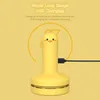 A yellow chick-shaped mini vacuum cleaner is shown charging via USB, with text highlighting its features. Produktbild-Vorschau