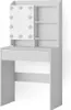 A white vanity table with a mirror and LED lights. Podgląd zdjęcia produktu