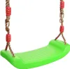 A green plastic swing seat with brown ropes and red plastic beads, isolated on a white background. Náhľad obrázku produktu