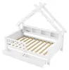 Huisbed 90x200 cm met LED-verlichting, planken, 2 laden en Productafbeelding-voorbeeld 6