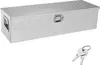 A silver aluminum toolbox with a diamond plate pattern and two keys are shown on a white background. Náhľad obrázku produktu