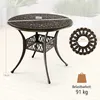 A round outdoor table with decorative detailing and dimensions indicated. Produktbild-Vorschau