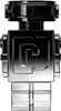 A close-up, front-facing studio shot of a robot-shaped perfume bottle. Voir les images du produit