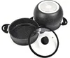 A black speckled pot with a glass lid, shown from a slightly elevated angle on a white background. Produktbild-Vorschau