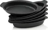 A stack of black cast iron serving dishes. Produktbild-Vorschau