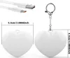 The image shows a USB charging cable and two heart-shaped LED lights with dimensions indicated. Produktbild-Vorschau