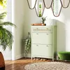 A hallway shoe cabinet with an umbrella and plant. Voir les images du produit