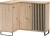 A corner cabinet with a light wood finish and black slatted door. Produktbild-Vorschau