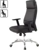 A black ergonomic office chair with a headrest and silver base is shown against a white background. Voir les images du produit