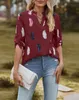 ASKSA Damen Bluse V-Ausschnitt Chiffon Drucken Oberteile Produktbild-Vorschau 4