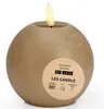 LED Kerze Kugel Wachs, Flackernde Flamme, Ø 10x9, Beige Produktbild-Vorschau 1