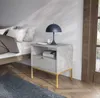 Nachttisch mit 2 Schubladen, Farbe Grau, Gestell Gold, Produktbild-Vorschau 3