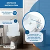 An instructional image showing how to install a toilet seat riser on a toilet. Produktbild-Vorschau