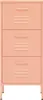 A pink metal filing cabinet with three drawers is shown against a white background. Produktbild-Vorschau