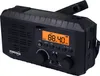 A black emergency radio with a solar panel on top and a digital display showing the FM frequency. Produktbild-Vorschau