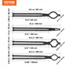 A diagram showing four different types of blacksmith tongs with dimensions and measurements. Anteprima dell’immagine prodotto
