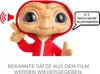 A plush toy of E.T. wearing a red hoodie, with a speech bubble and sound icon. Produktbild-Vorschau