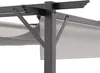 A close-up view of the corner of a pergola structure, showing the metal frame and the fabric canopy. Produktbild-Vorschau