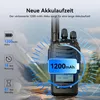 A Retevis H777D walkie-talkie is shown with marketing text and icons highlighting its battery life and usage. Produktbild-Vorschau