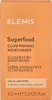 A close-up of the front of an orange product box for Elemis Superfood Glow Priming Moisturiser. Podgląd zdjęcia produktu
