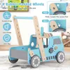 COSTWAY Girello 2 in 1 a forma di auto in legno, girello Anteprima dell’immagine prodotto 6