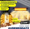 A marketing image showcasing an infrared heater with various text overlays highlighting its features and intended use. Produktbild-Vorschau