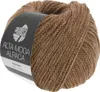 A ball of brown yarn with a label. Produktbild-Vorschau