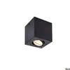 A black cube-shaped ceiling light with a spotlight. Produktbild-Vorschau