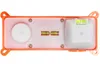 Top-down view of an orange and white plumbing fixture component with two spirit levels. Produktbild-Vorschau