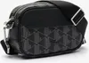 A studio shot of a black Lacoste crossbody bag with a geometric pattern. Náhľad obrázku produktu