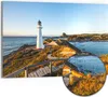 DEQORI Hybrid Leinwand Bild 90x60 cm 'Leuchtturm Idylle' Produktbild-Vorschau 1