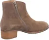 A side view of a brown suede ankle boot with a zipper closure and a low wooden heel, set against a white background. Anteprima dell’immagine prodotto