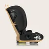 A black car seat with yellow accents, shown from the side with layered outlines indicating adjustable positions. Produktbild-Vorschau