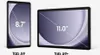 Two tablets are shown side-by-side, with their screen sizes indicated. Produktbild-Vorschau